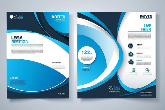 Foto modello di progettazione vettoriale per brochure annualreport magazine poster presentazione aziendale portfolio flyer infografica layout moderno con colore blu dimensione a4 davanti e dietro