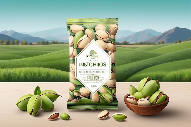 Template voor het etiketteren van verse lokale pistachenoten Abstract Vector Packaging Design Layout