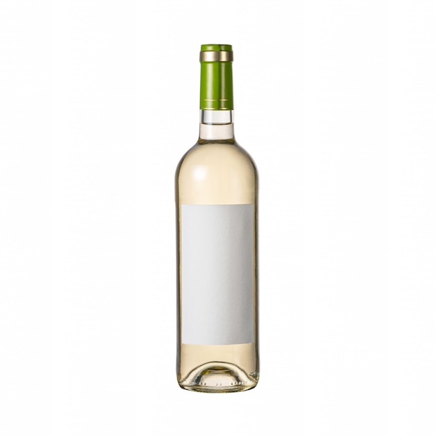 Template with a blank label for a bottle of white wine on a white background