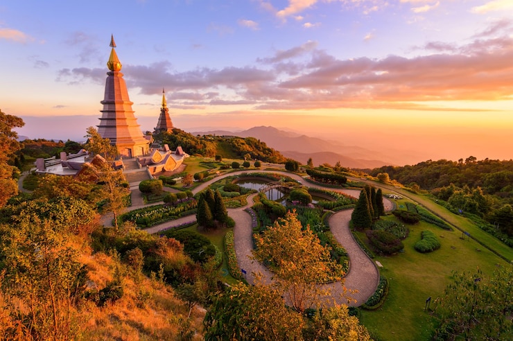 Photo temple against sky during sunset