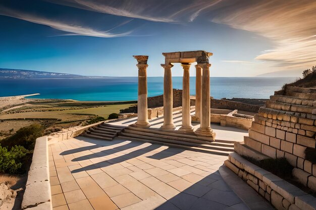 Photo the temple of apollo is located on the island of crete.