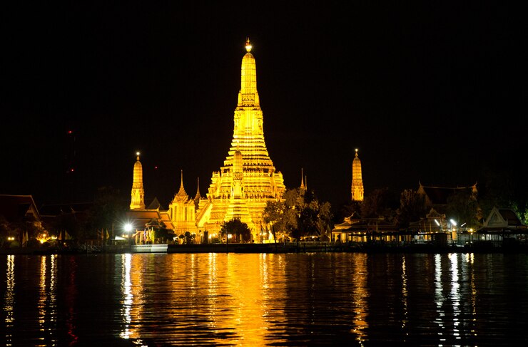 Photo バンコクの夜、タイの寺院