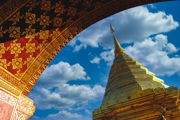 Temple in bangkok thailand ancient architecture art Chedi Phra That Doi Suthep in Chiang Mai, Thailand asia