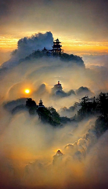 雲の上の寺院