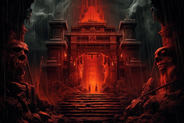 Temple of doom Scary lava room Generate Ai