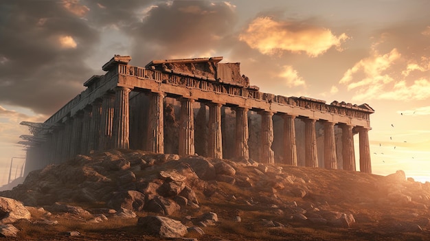 Photo temple of the goddess athena greek parthenon generated by ai