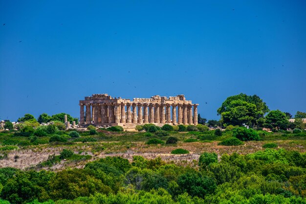 Photo temple of hera at selinunte sicily against clear blue sky