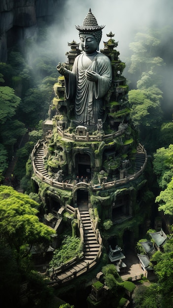 Foto un tempio nella giungla