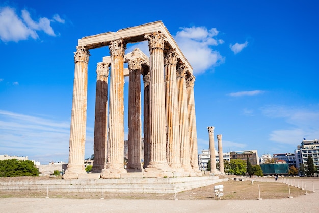 The Temple of Olympian Zeus or the Olympieion or Columns of the Olympian Zeus is a monument of Greece and a former colossal temple at the centre of the Greek capital Athens.