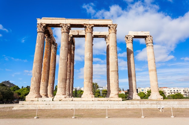 The Temple of Olympian Zeus or the Olympieion is a monument of Greece and a former colossal temple in the centre of the Greek capital city Athens.