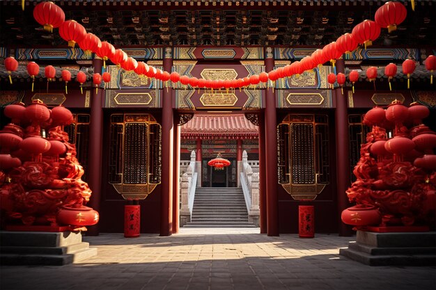 Temple open gate entrance in chinese style decorat