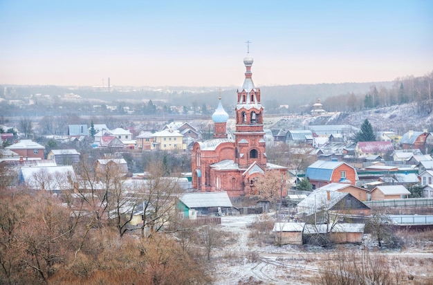 Храм Сретения Пресвятой Богородицы с высоты в Боровске