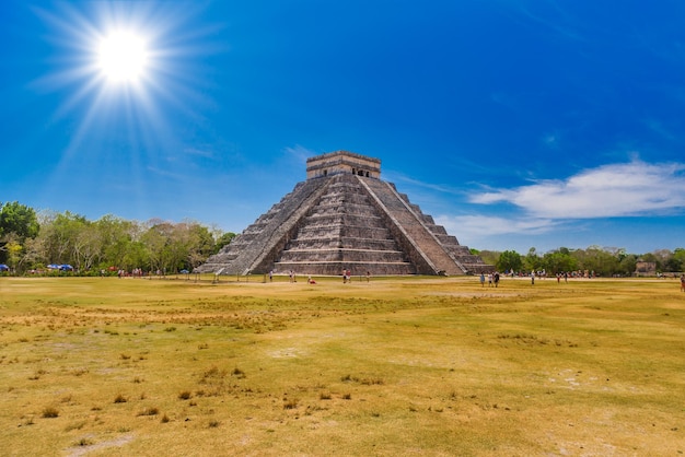 Temple Pyramid of Kukulcan El Castillo Chichen Itza Yucatan Mexico Maya civilization