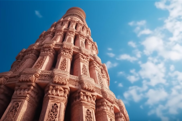 A temple in the sky with clouds in the background