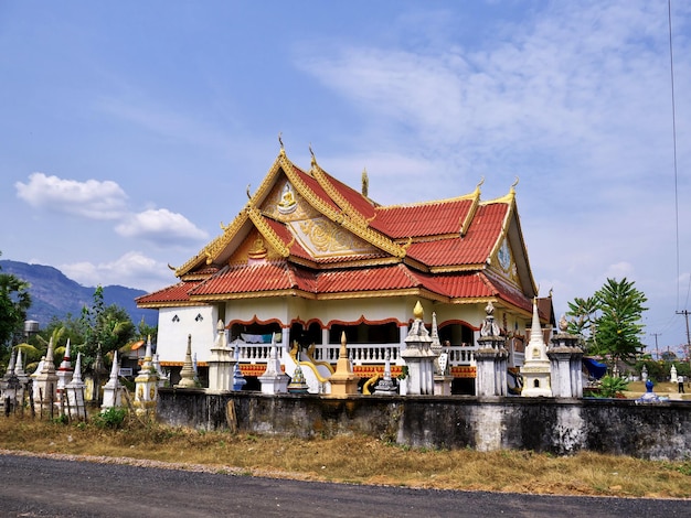 Photo the temple in the small village laos