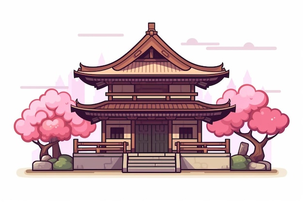 Photo a temple in the style of the cartoon.