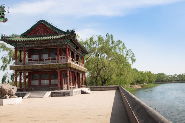 中国、北京の頤和園の寺院。