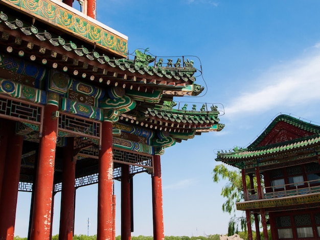 中国、北京の頤和園の寺院。