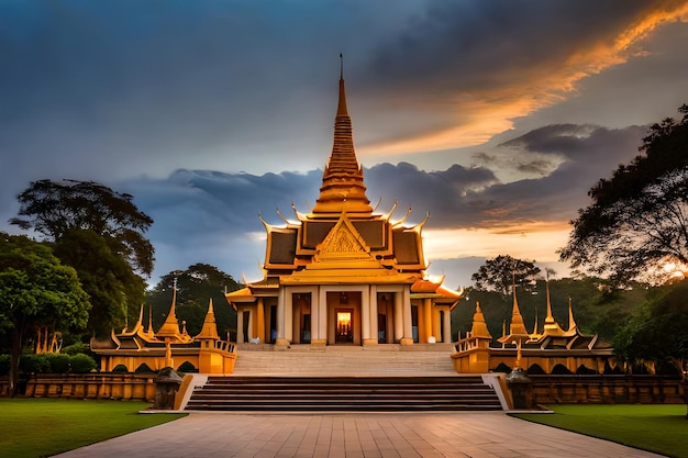 the temple at sunset is a temple complex located in the complex.