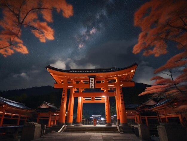 Photo a temple with a red lantern on the top of it