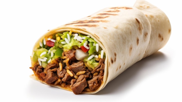 Tempting Burrito Extravaganza on white background