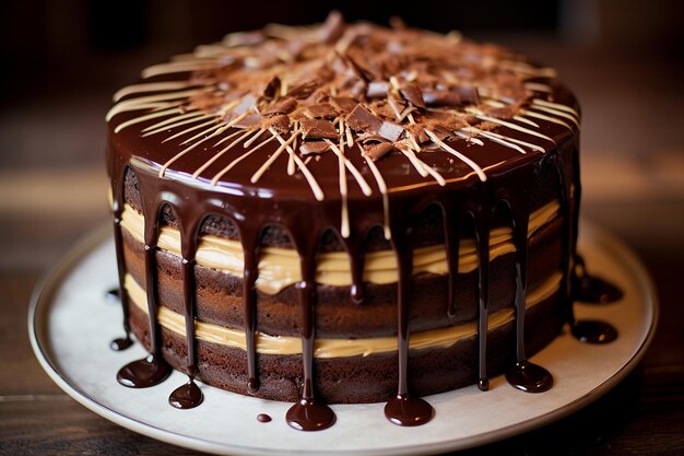 Tempting Chocolate Cake with Chocolate Ganache and Chocolate Drizzle