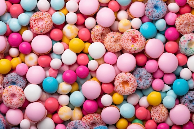 Фото Привлекательные деликатесы конфеты и крем на заднем плане