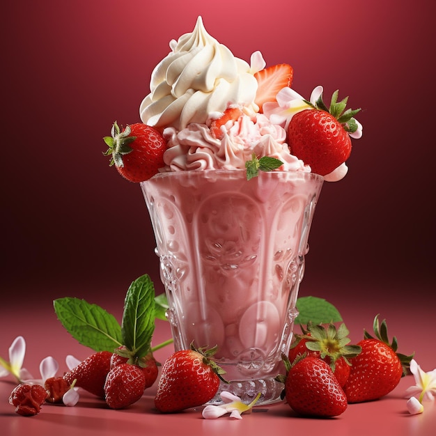 Tempting Dessert Realistic Strawberry Ice Cream 3D Rendering