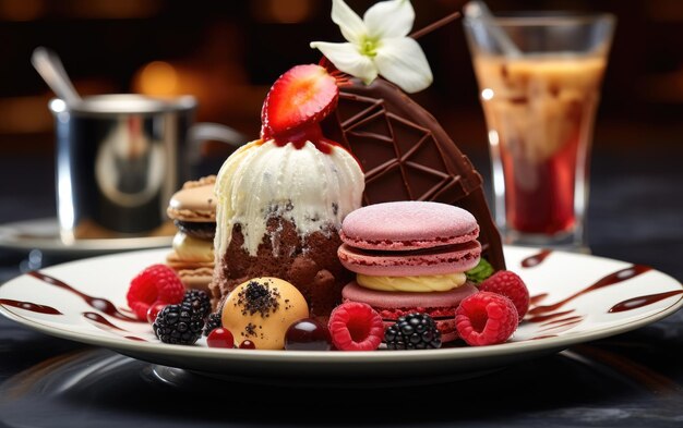 Photo tempting french patisserie desserts