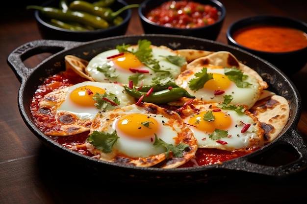 Photo tempting mexican breakfast huevos a la mexicana