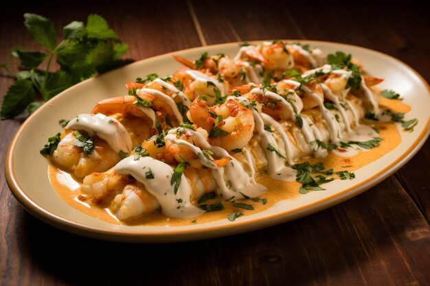 Photo tempting shrimp enchiladas