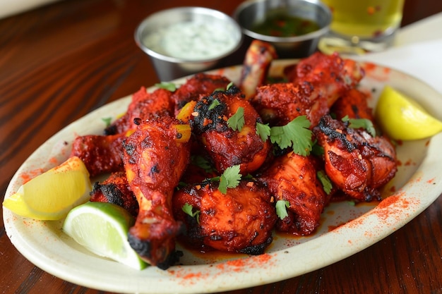 Foto tentativo piatto di pollo tandoori con tandoori spice rub