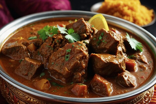 Foto tradizione allettante, carne di montone al curry, sensazione