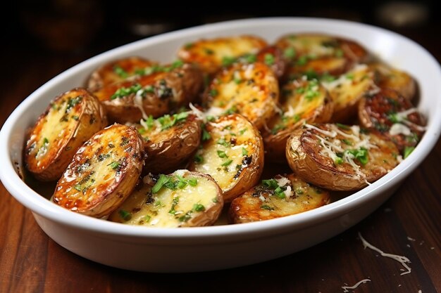 Привлекательные картофели с жареным чесноком и пармезаном