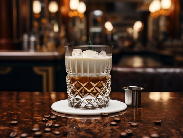 Foto un'allettante immagine del cocktail white russian ai generation