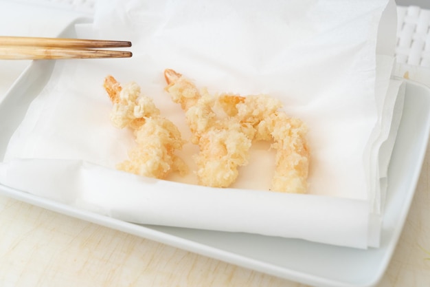 Tempura dish made of shrimps