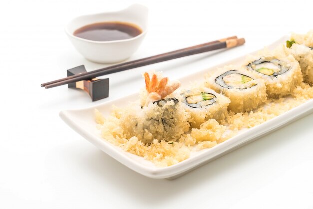 tempura shrimp sushi roll - japanese food style
