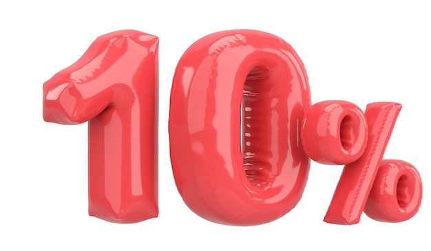 Ten percent 10 balloon text 3D illustration