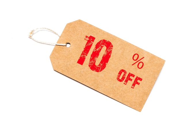 Ten percent off discount price tag