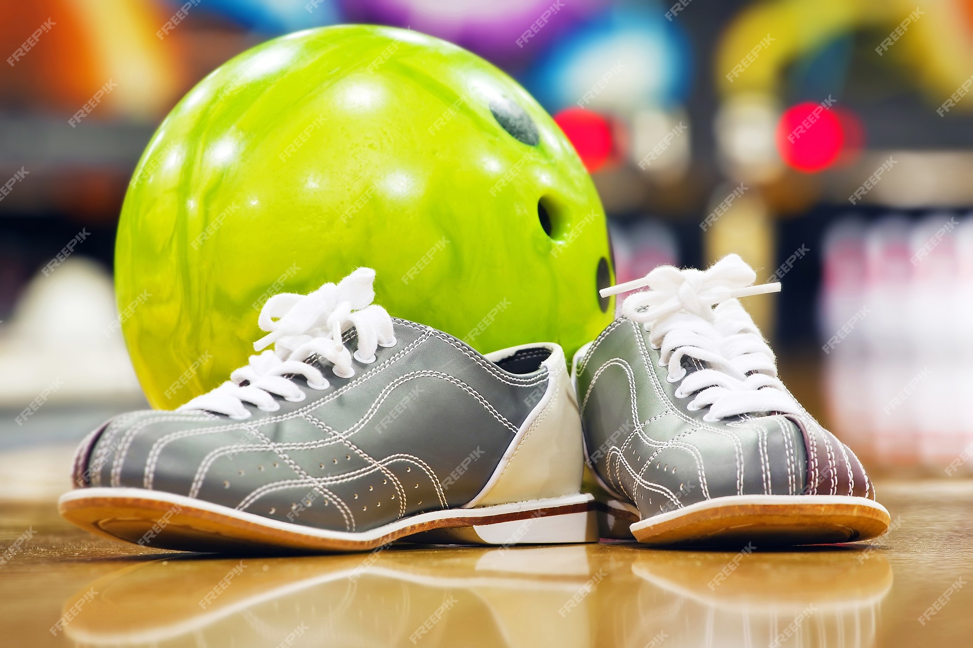 Premium Photo | Ten pin bowling shoes and ball