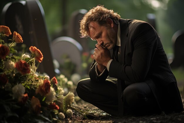 Foto un affettuoso addio un addio pacifico e commovente in un funerale pieno di amore e rispetto per la memoria di colui che se n'è andato