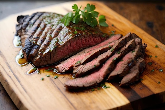 Tender flank steak sliced and grilled to perfection