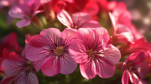 美しく咲いた柔らかいゼラニウムの花 生成 AI