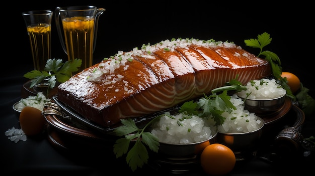 Tender Grilled Salmon Glazed to Perfection on a Plate