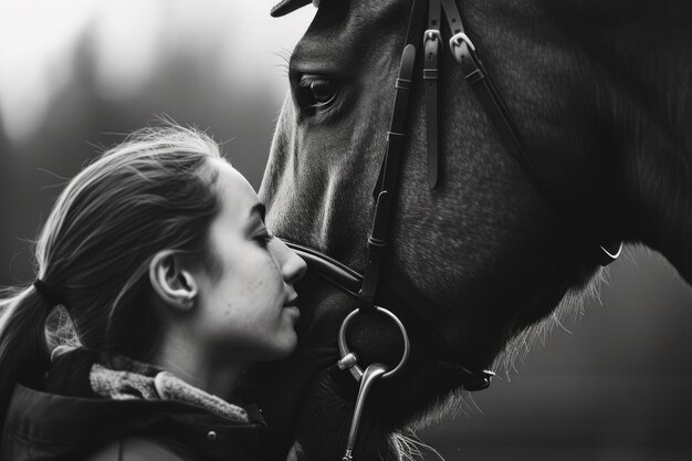 The tender moment between a rider and a horse