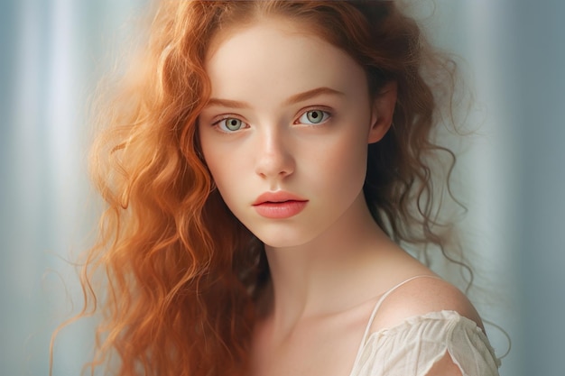 Tender portrait of a beautiful girl Beauty concept