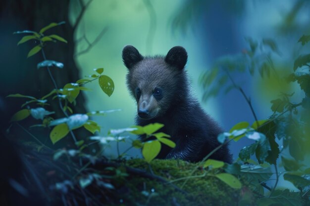 A tender portrayal of a bear cub embodying the purity of the wild