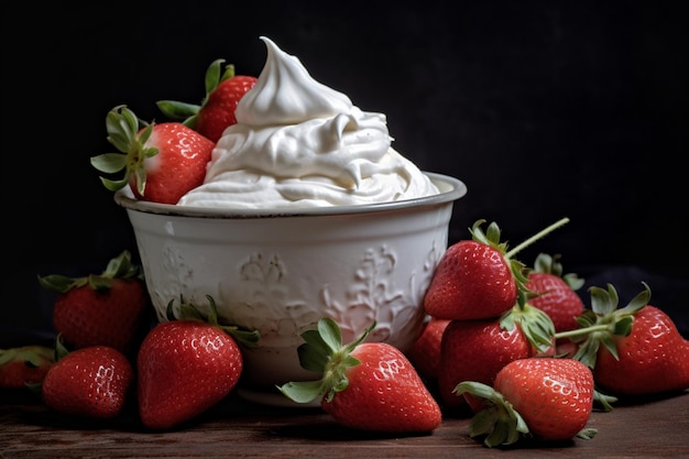 Tender strawberry in sweet cream