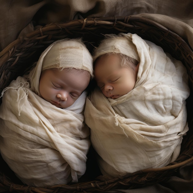 Photo tenderly swaddled etruscan infants a heavenly scene on earth