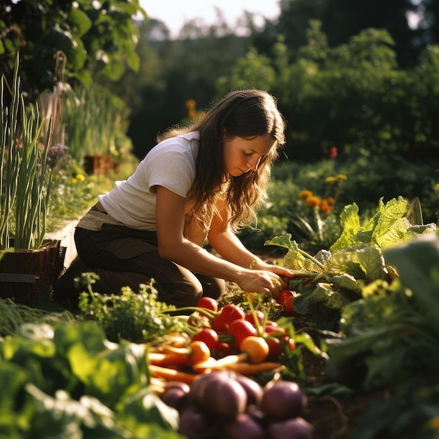 Tending to a vegetable garden